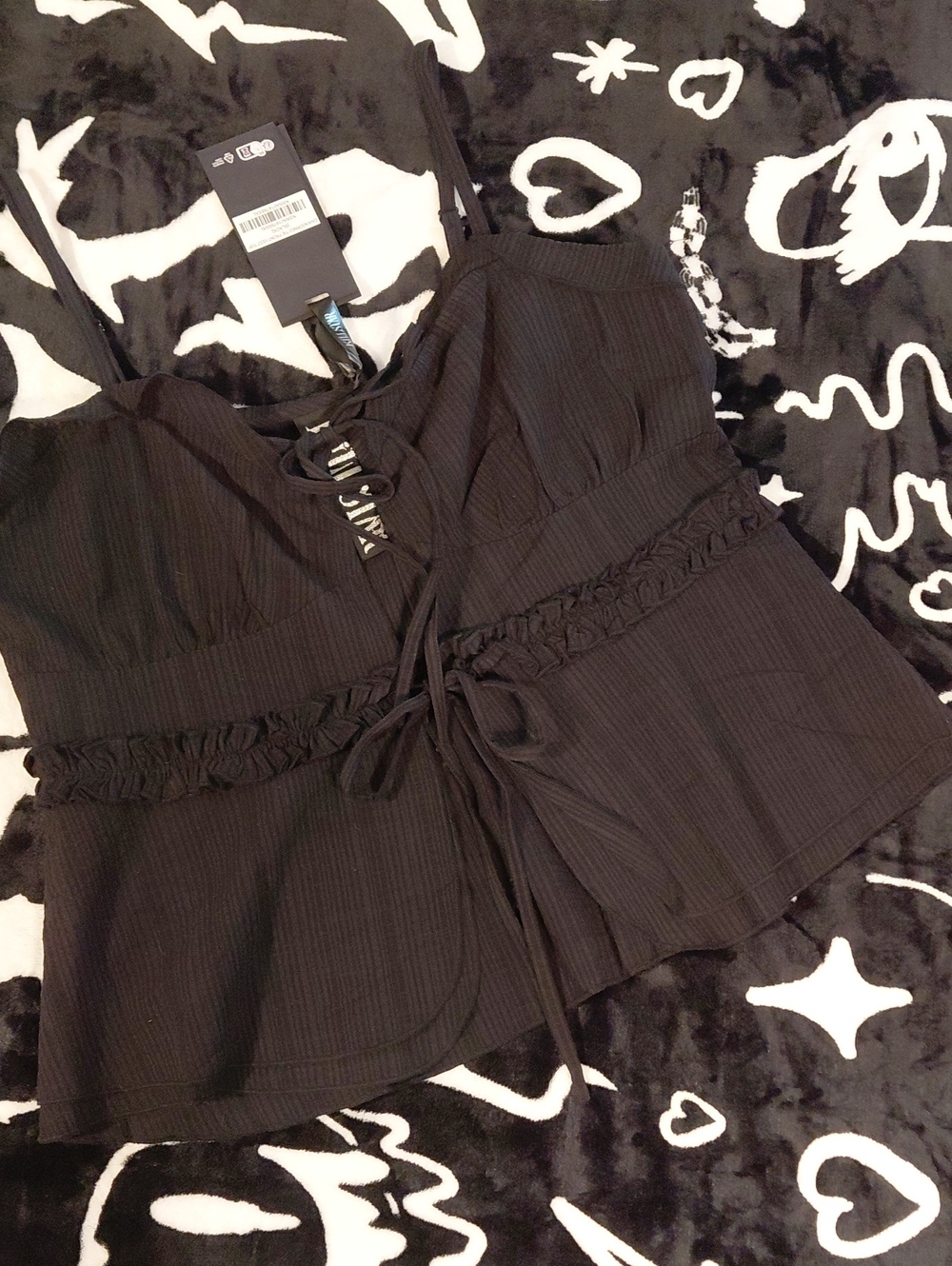 KILLSTAR XXL BLACK SLEEVE LESS TIE FRONT TOP